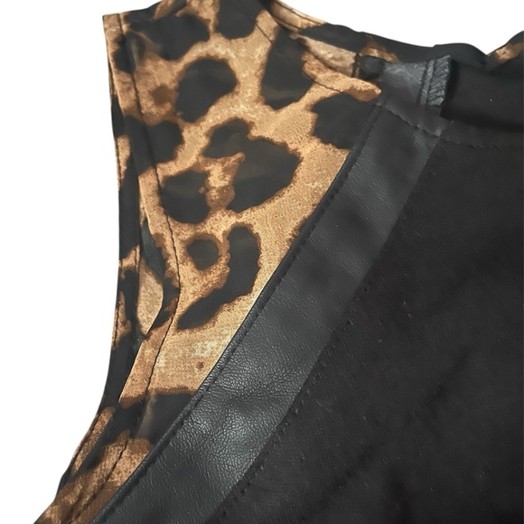 HeartSoul Black Mini Dress with Leopard Print Details - Picture 4 of 12